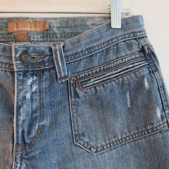 VINTAGE ABERCROMBIE & FITCH Y2K Low Rise Flap Pocket Distressed Jeans - Picture 2 of 16